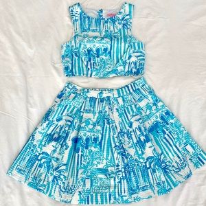 LILLY PULITZER MELODY CROP TOP & SKIRT SET SZ 2